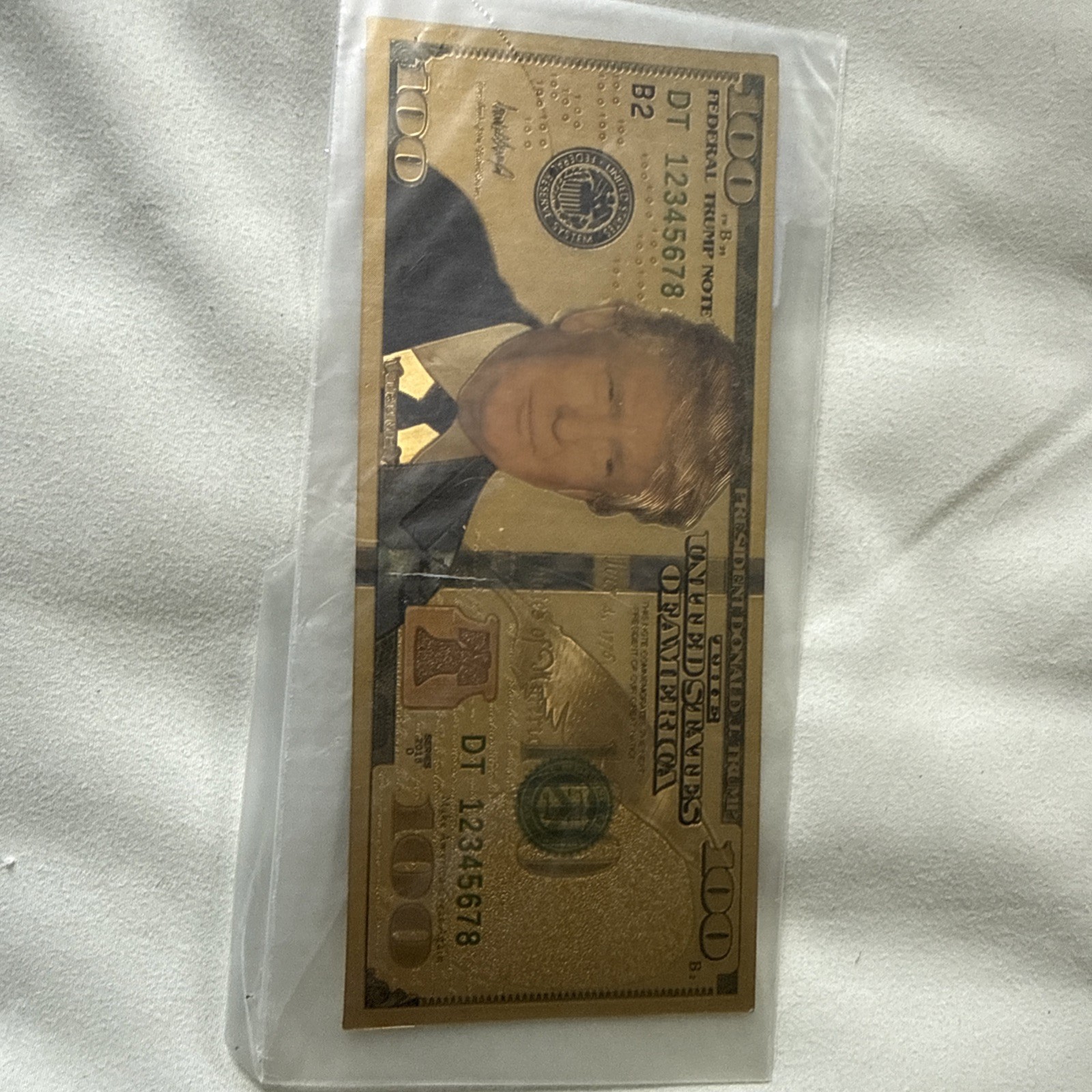Donald Trump Colorized Dollar Bill 100pc Gold Foil Banknote Set