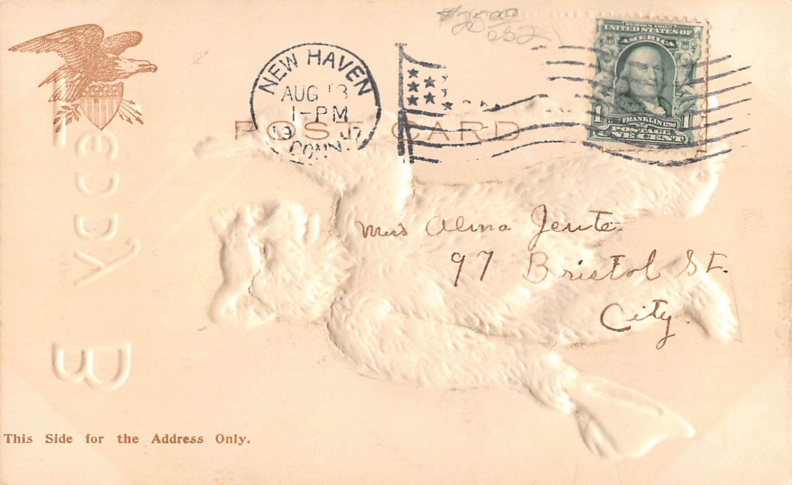 1907 Teddy B Heavily Embossed post card Teddy Roosevelt Political