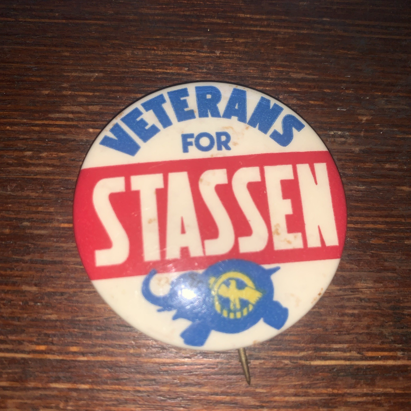 Veterans For Stassen Political Campaign Button