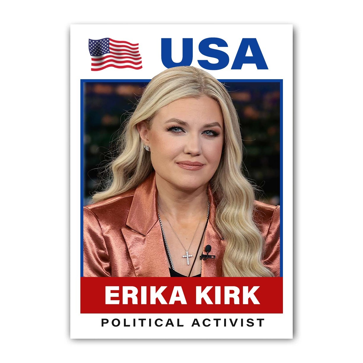 Erika Kirk MAGA USA Custom Republican Conservative Trading Card with Top Loader