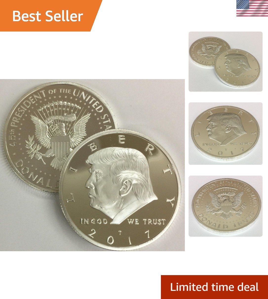 Hand-Crafted 2017 Donald Trump Silver Coin with Eagle Seal – Gift Ready Novelty