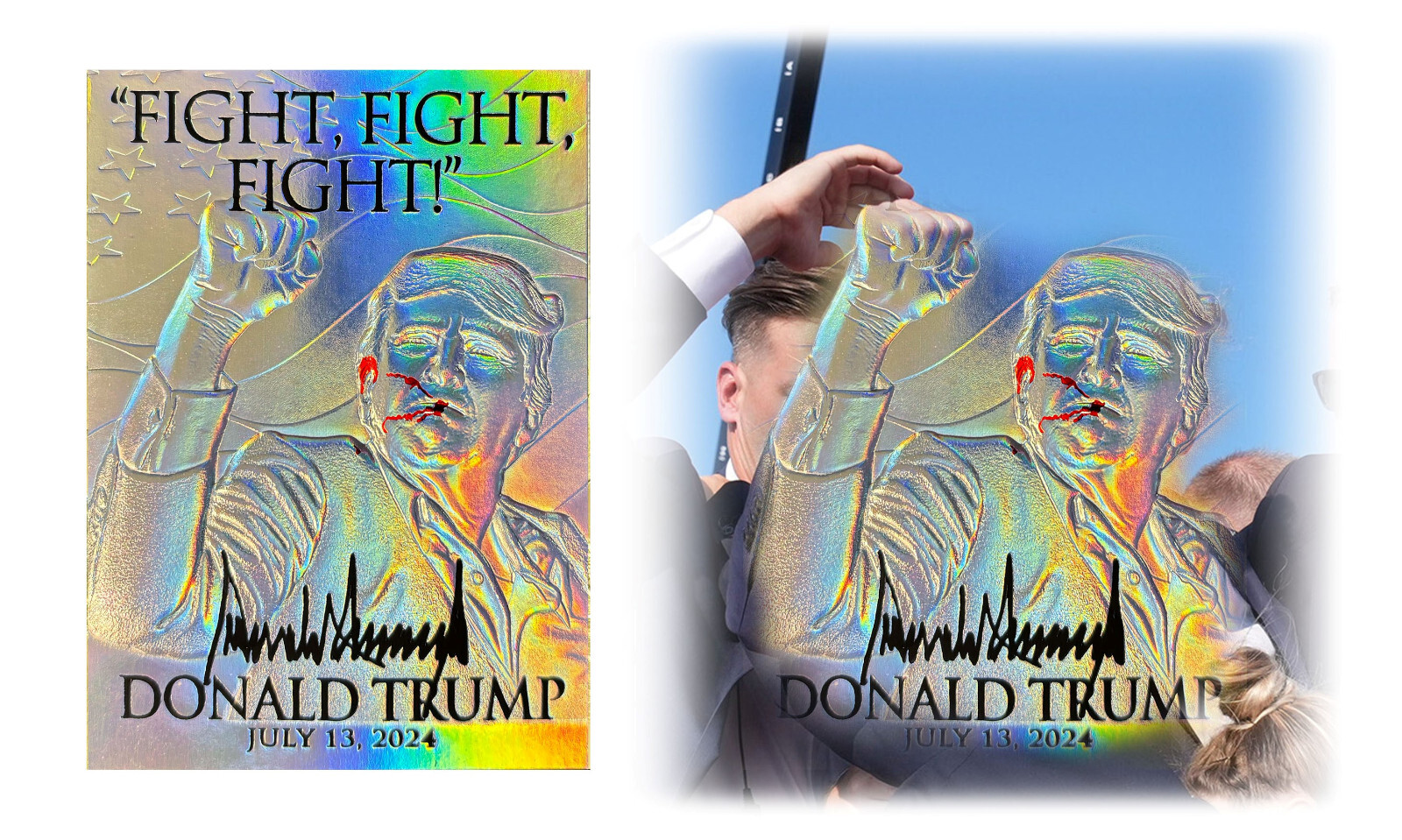 DONALD TRUMP Assassination Fight WOUND INFUSED COLOR 🌟 SILVER HOLO CARD GEM 10
