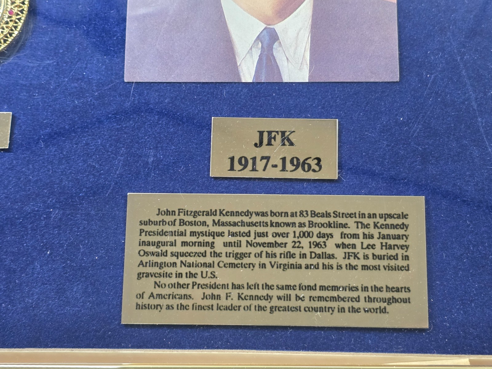 1964-1989 JOHN F. KENNEDY MEMORIAL WITH CLAD & 90% SILVER COINS 13×16 FRAME