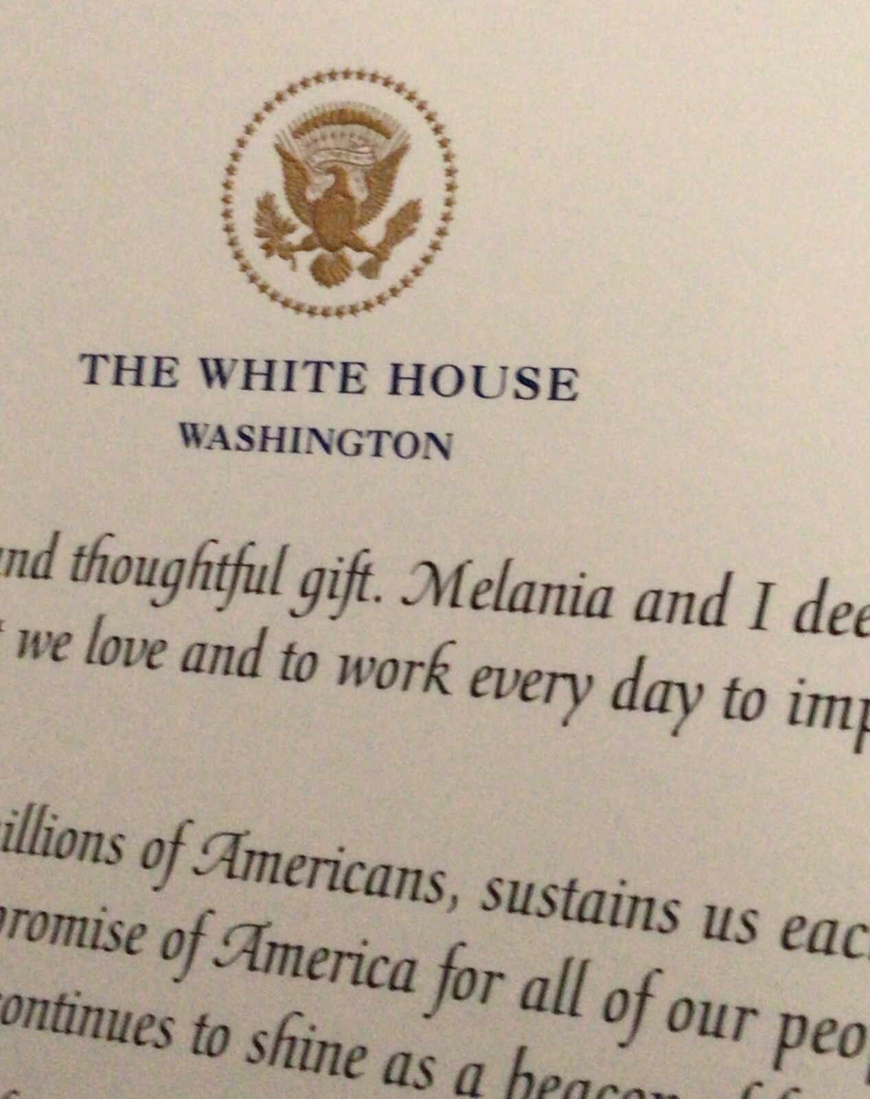 TRUMP WHITE HOUSE THANK YOU GIFT CARD SIGNED DONALD REPUBLICAN GOP OFFICIAL EXC