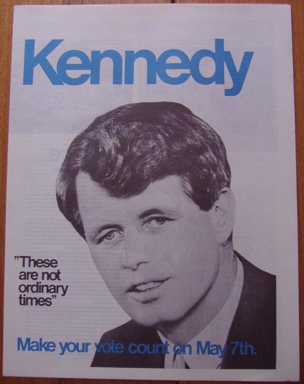 5/7/1968 Bobby Kennedy Indiana Primary Lg Folding Presidential Campaign Pamphlet