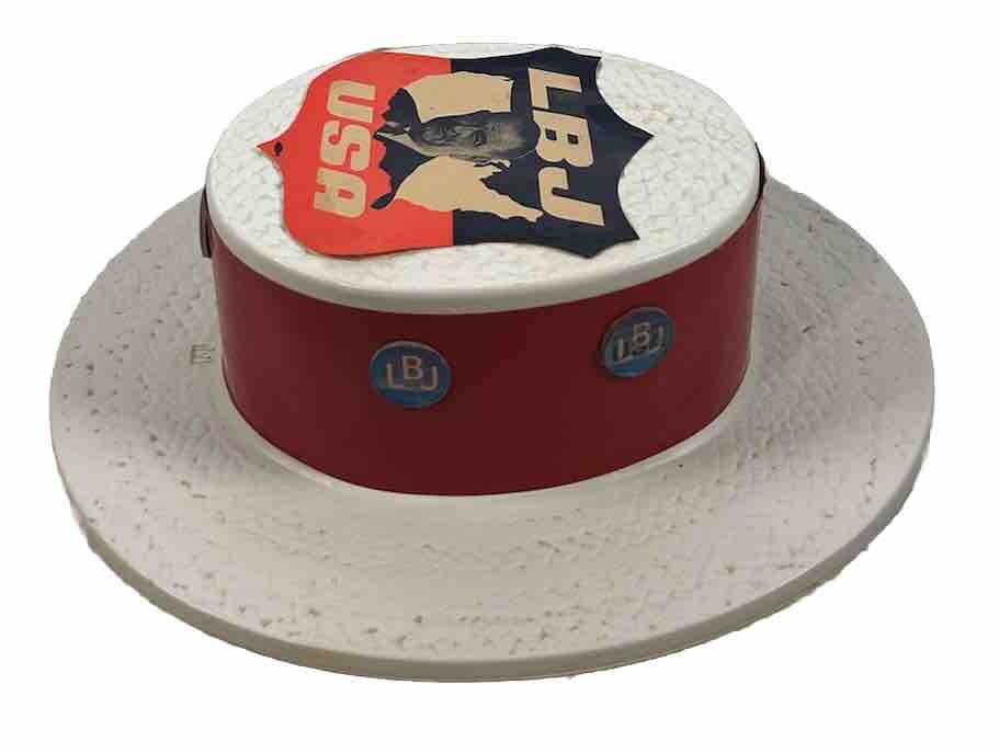 1960 LYDON B. JOHNSON For USA Plastic Campaign HAT “M” ( Size ) With Hat Pins