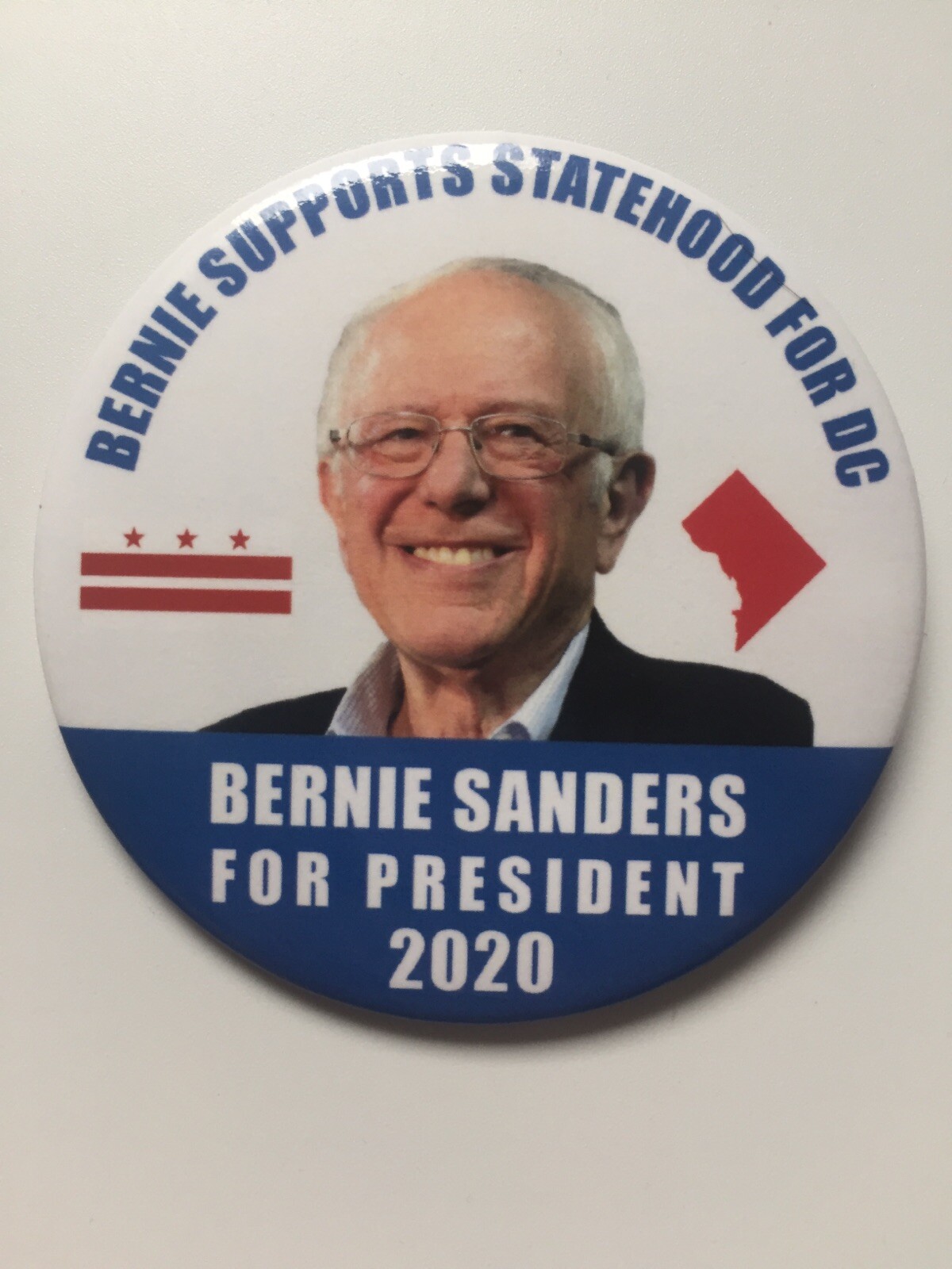 2020 Bernie Sanders for President 3″ Button Bernie Supports Statehood for DC Pin