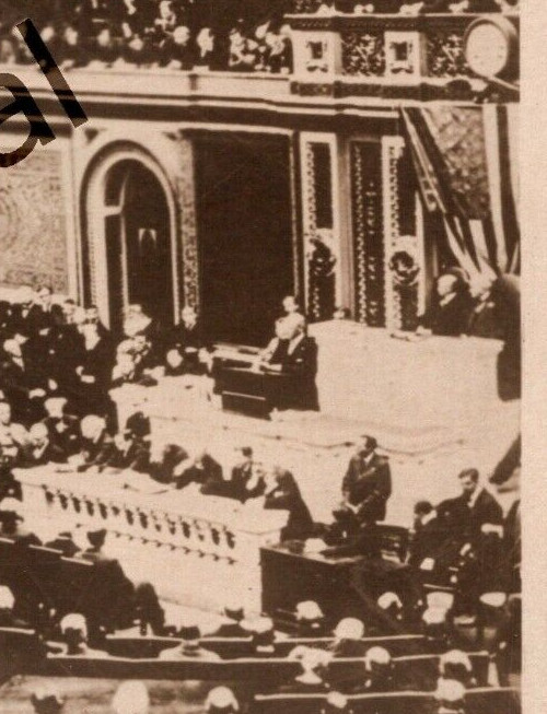 Real Photo President Woodrow Wilson Before Congress Declaring War RPPC G565