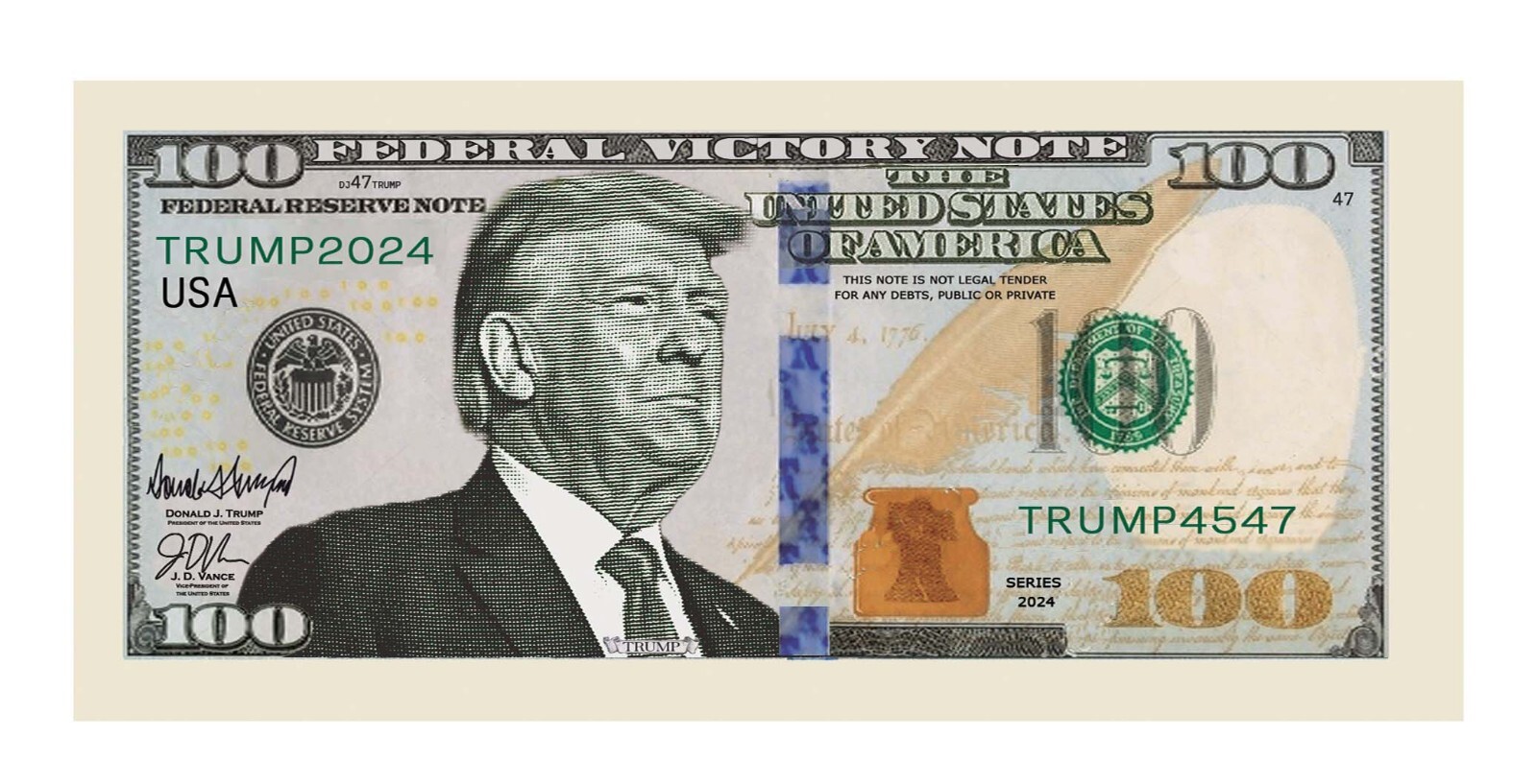 Pack of 10 Donald Trump $100 Presidential Collectible Novelty Dollar Bills