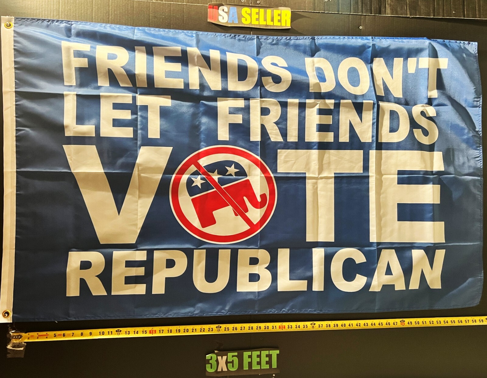Democrat Flag FREE USA SHIP Friends Republican Save Democracy Biden USA Sign 3×5