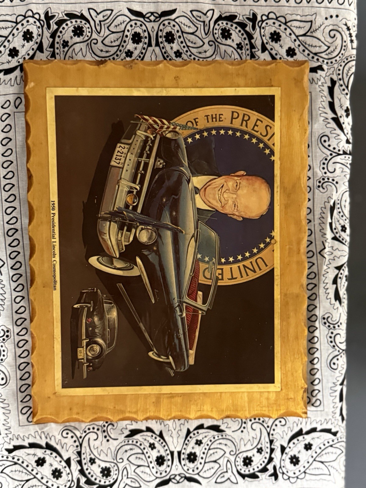 Rare Mid Century 1950 Presidential Lincoln Cosmopolitan Plaque Eisenhower