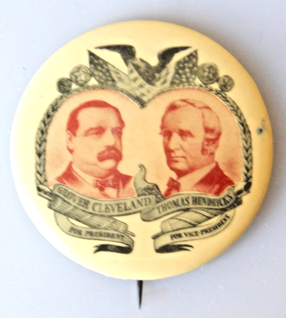 1884 Grover Cleveland & Thomas Hendricks 2″ Presidential Campaign Button Pin