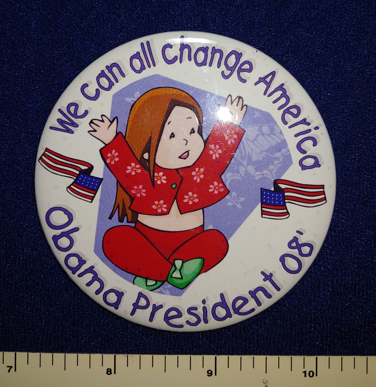 WE CAN CHANGE AMERICA OBAMA GRASSROOT CALIFORNIA ARTIST POLITICAL PINBACK BUTTON