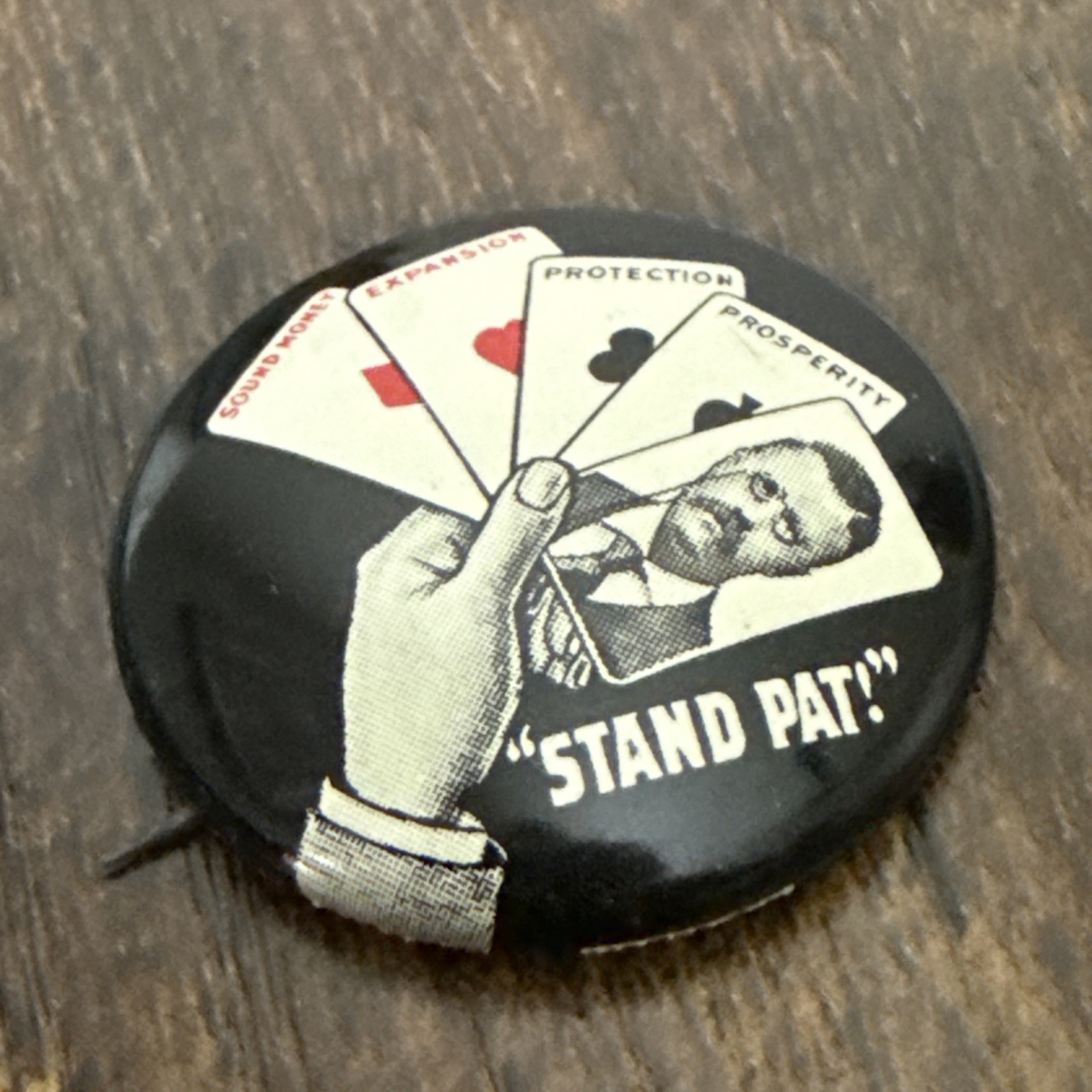 Vtg “STAND PAT!” Theodore Teddy Roosevelt Pinback Button Repro 1968 Abbot Presid