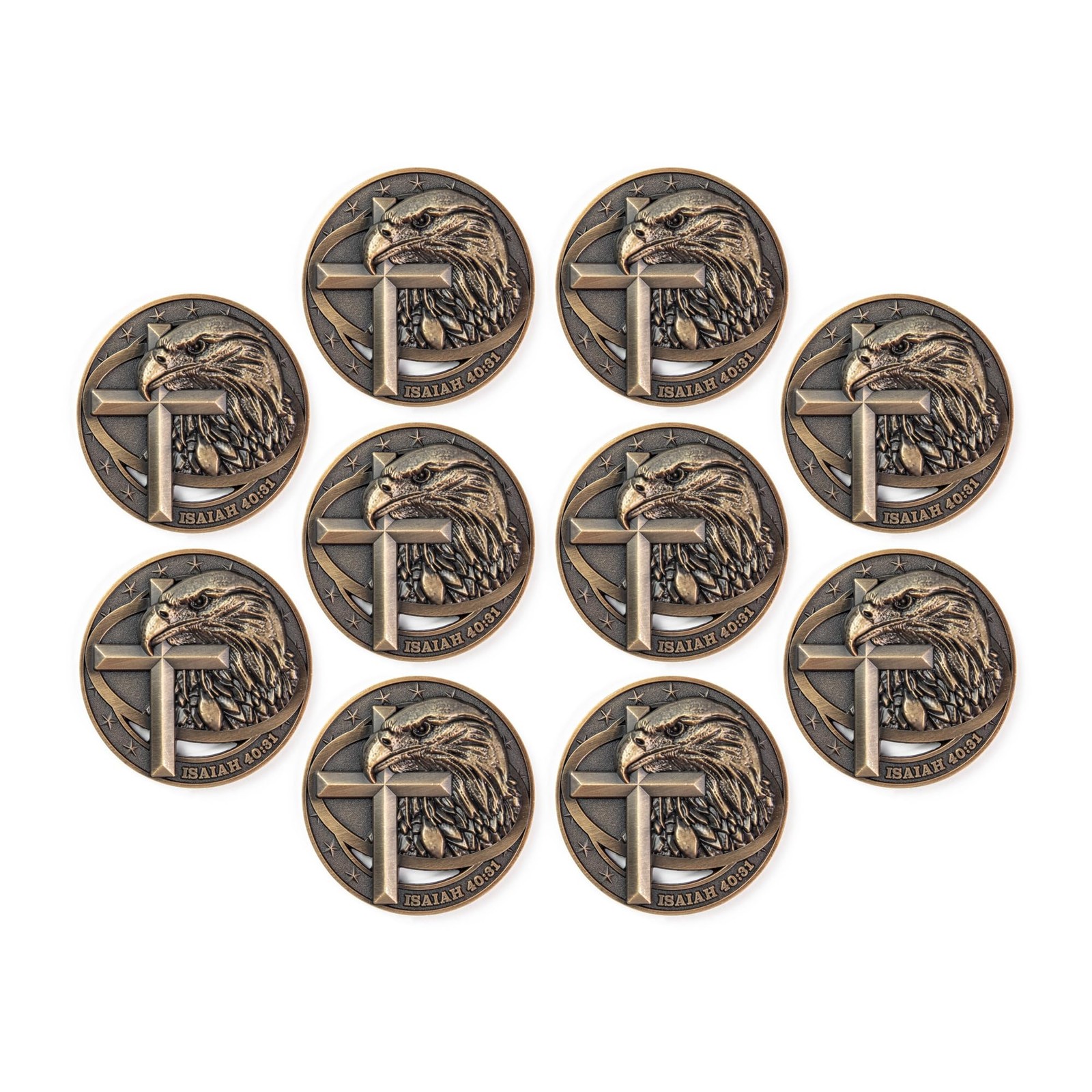 Gold-Plated Christian Challenge Coin – Bulk Pack of 10 – Perfect Gift Idea