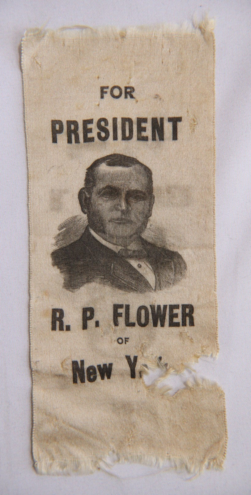1884 R. P. Flower Campaign Ribbon – For President – New York Political USA Dem
