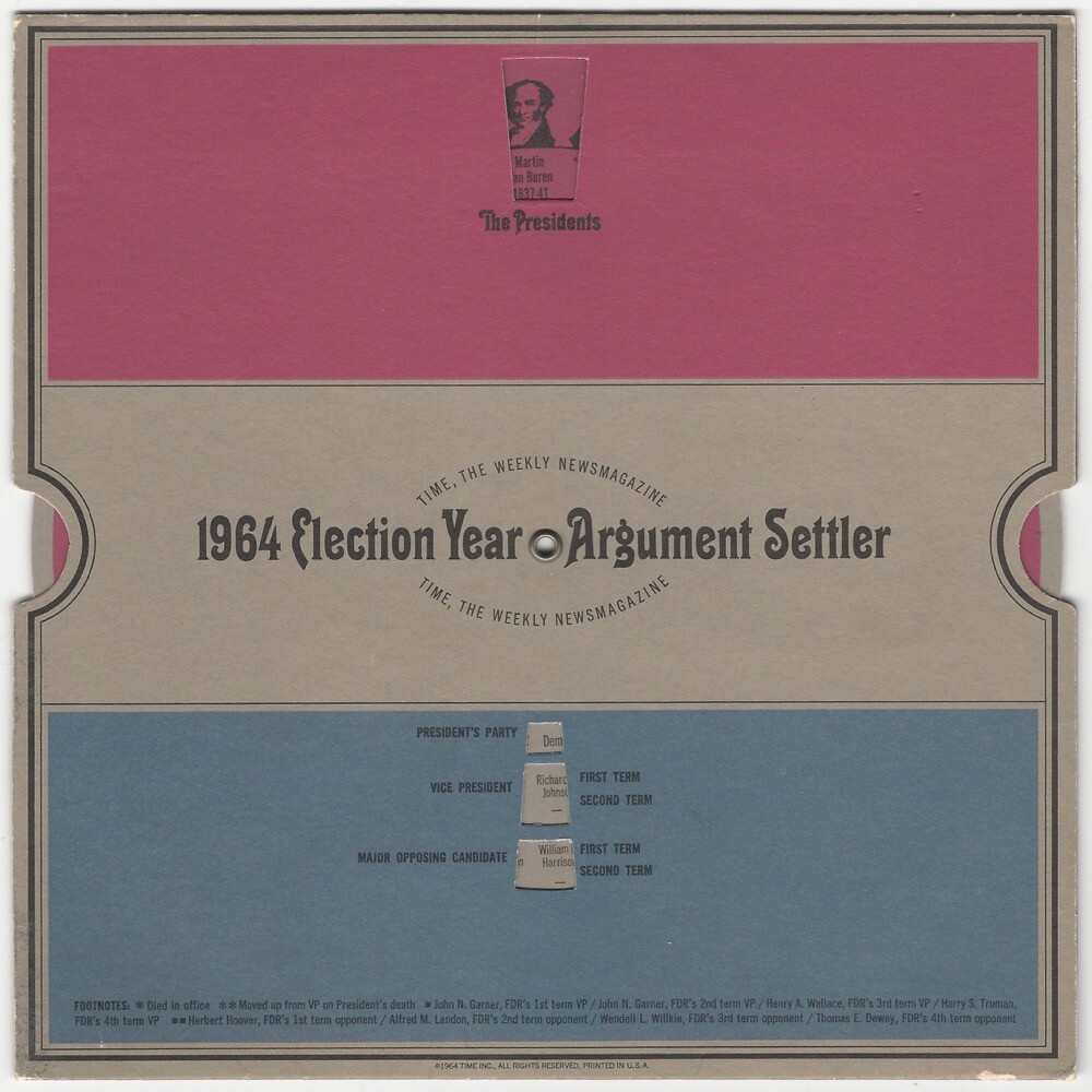 1964 Presidential Election Wheel POTUS President Facts American Political Trivia