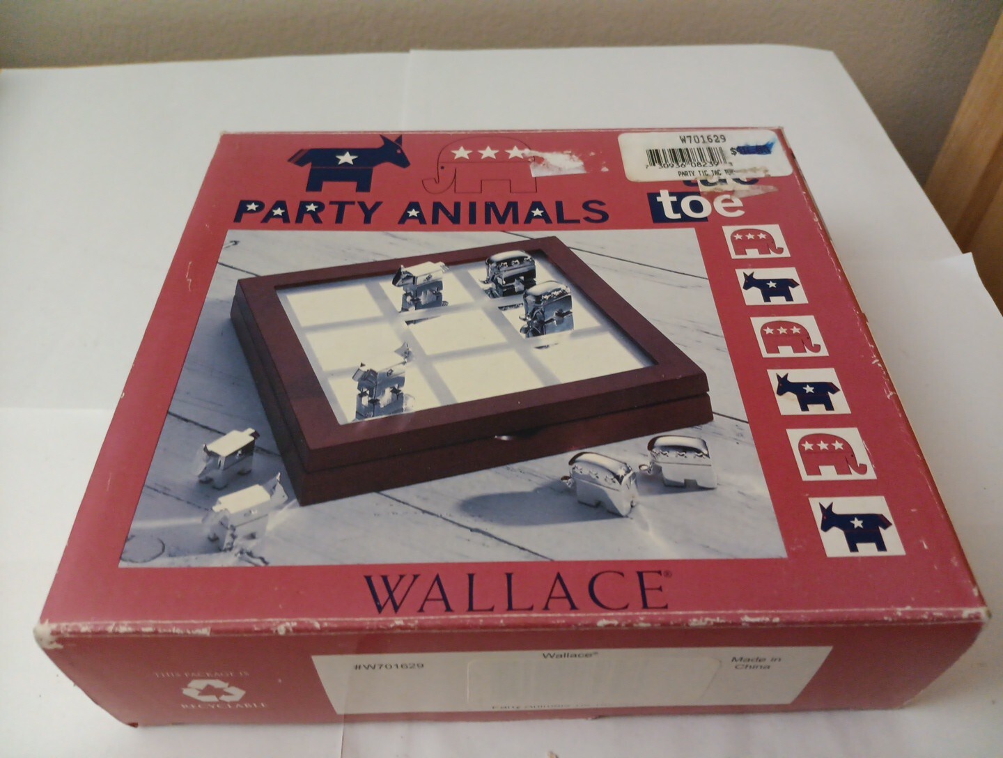 Wallace “Party Animals” Silver Plated Political Tic Tac Toe