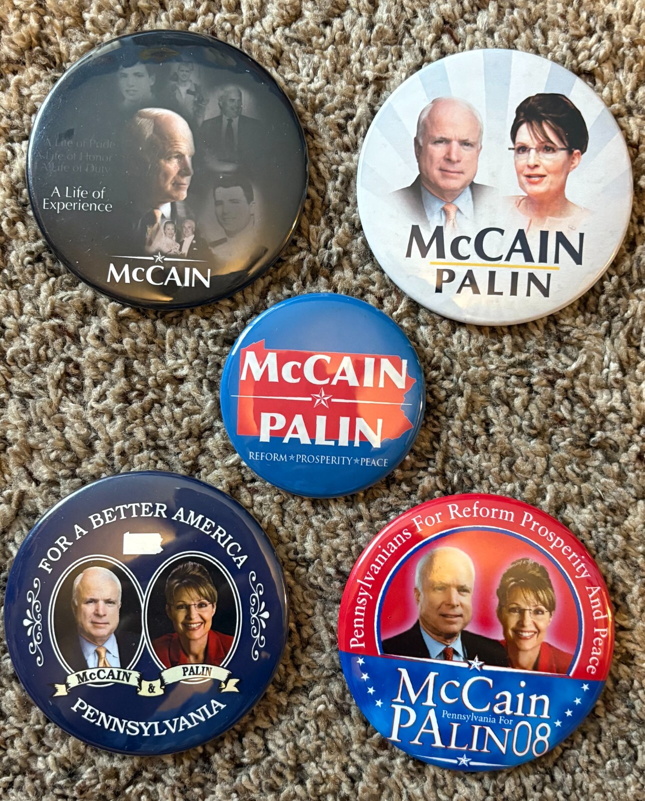 John McCain 2008 Presidential Button Mixed Group