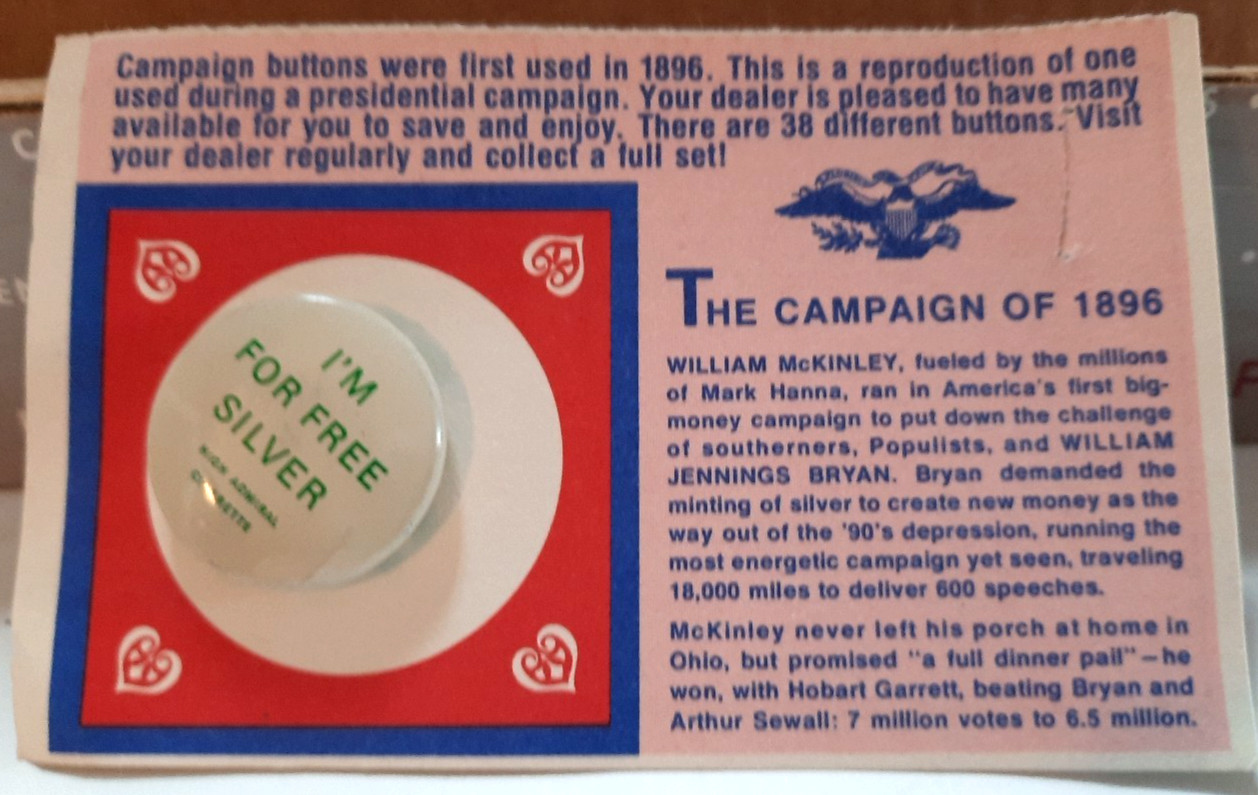 Vintage Lot of 2 AMOCO Oil Reproduction Political Pins: Campaign of 1896 & 1904