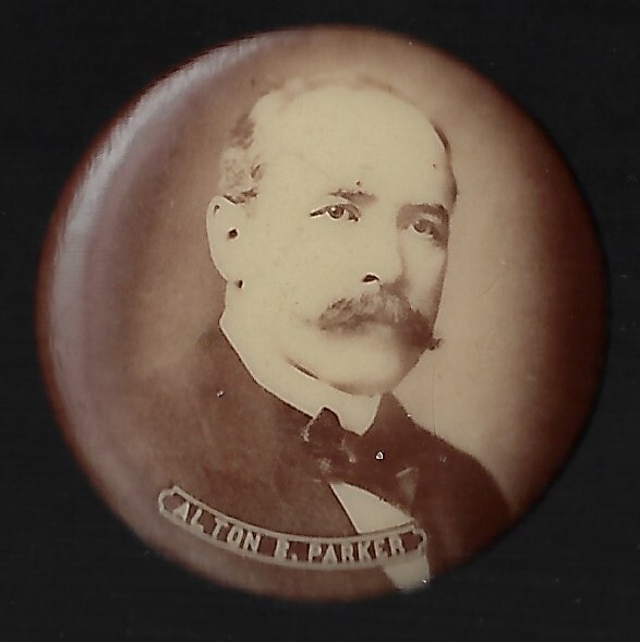 Small Sepia Image 1904 Alton Parker Presidential Campaign Pin Lost 2 T Roosevelt