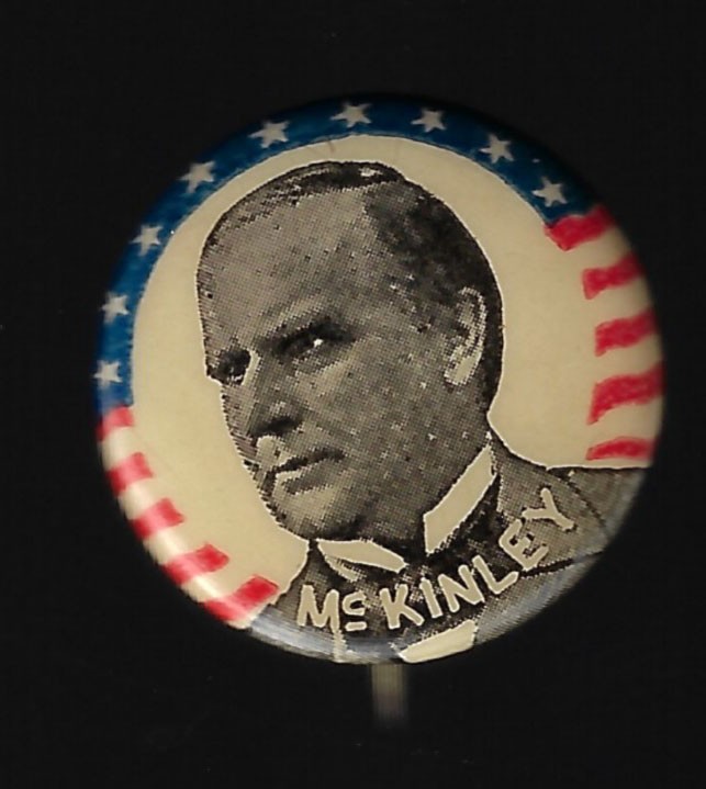 1900? William McKinley Presidential Campaign Button RW&B Edge Sweet Caporal Cigs
