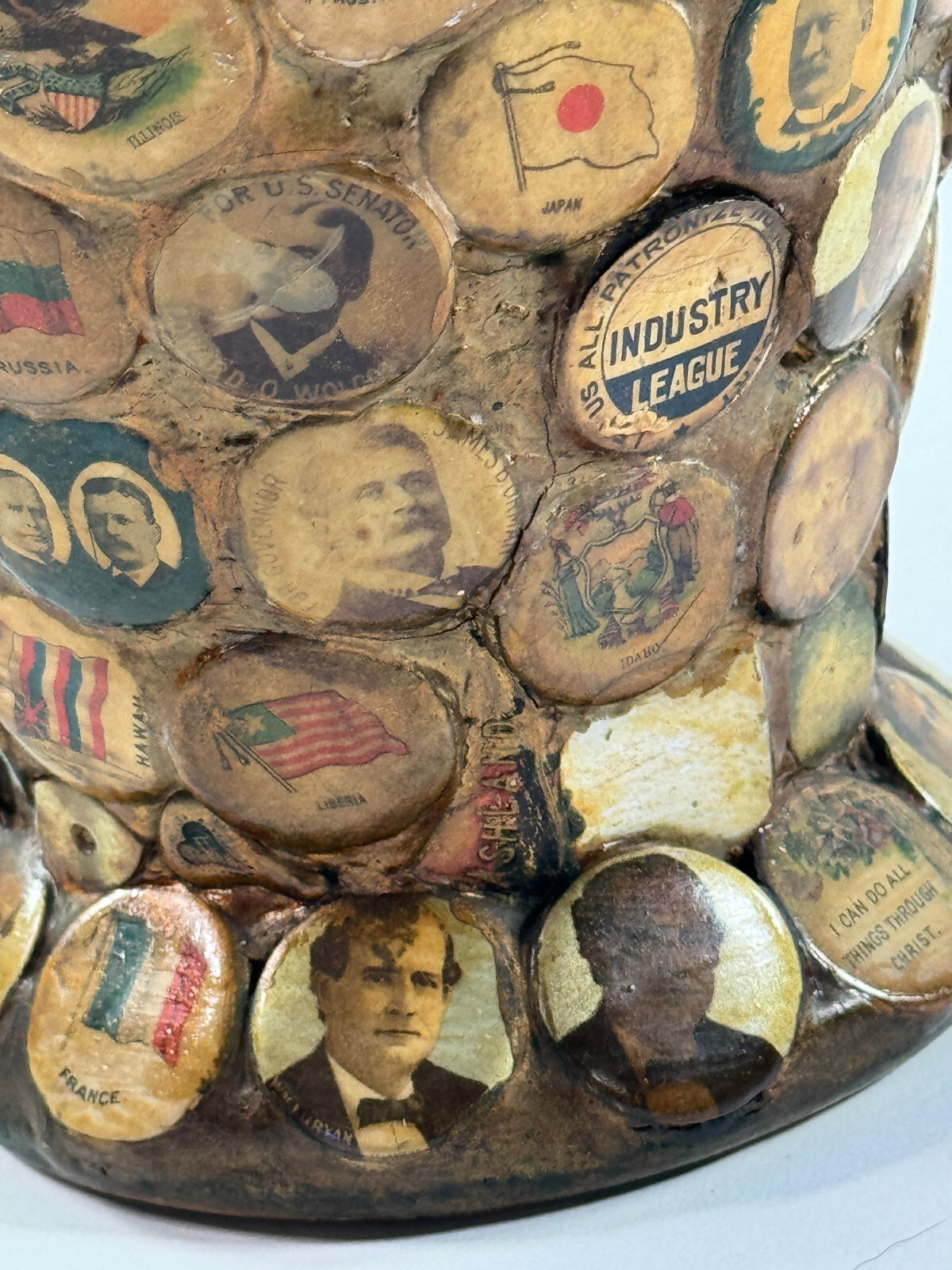 1890-1920 Folk Art Political Memory Jug presidential william jennings bryan