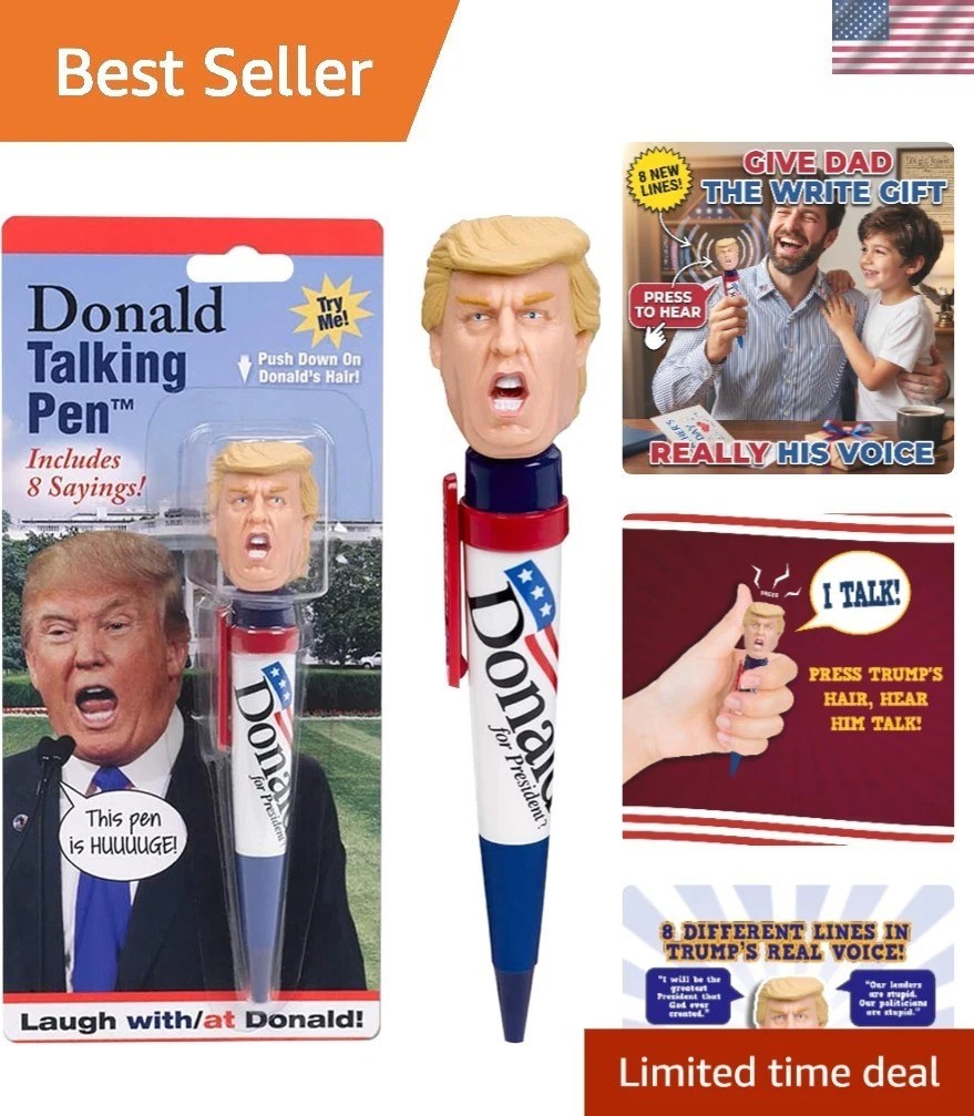 Donald Trump Talking Pen: Fun Gag Gift with 8 Real Quotes & Batteries Included