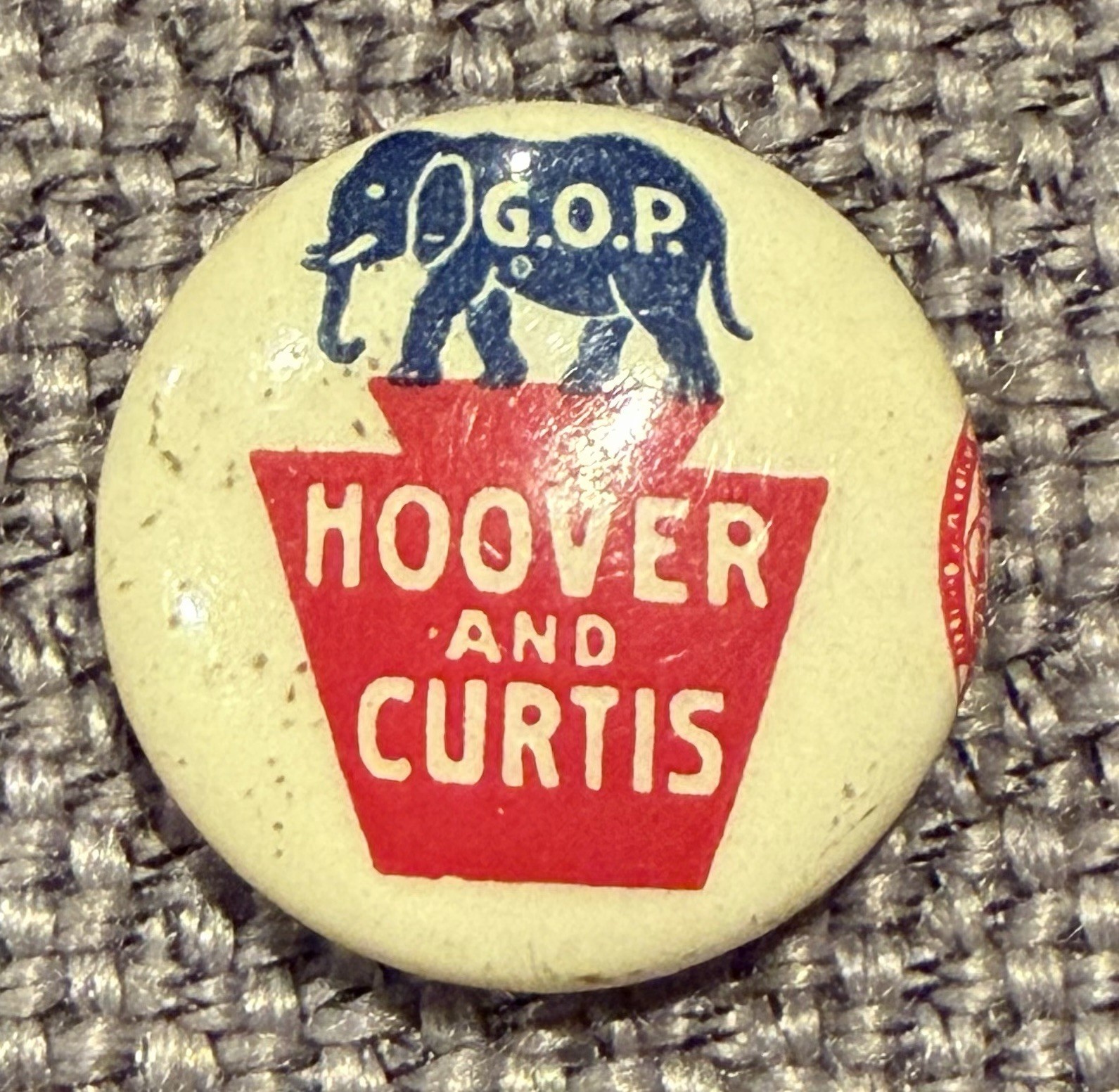 Herbert Hoover Curtis Pennsylvania Keystone GOP Button Pinback 3/4″ 1928 RARE