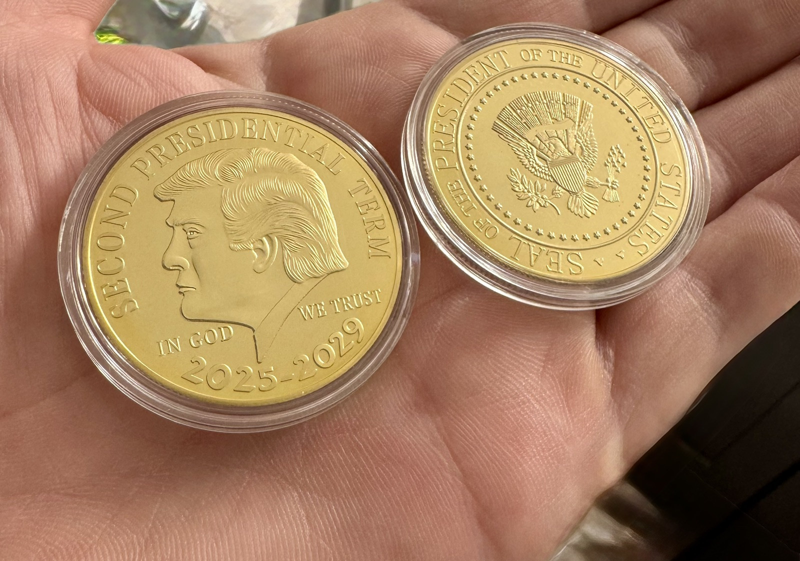 Commemorative Trump Coins Second Term 2025-2029 President Donald Trump Gold-2PC