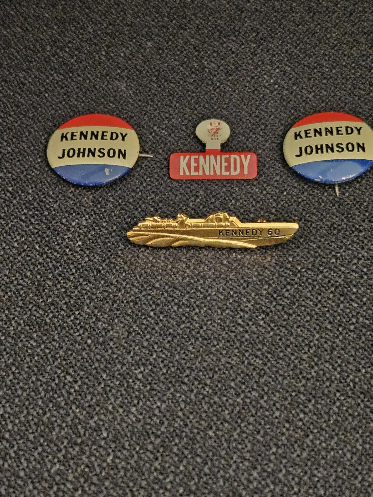 John F. Kennedy PT-109 Lapel Pin Plus 3 Others 1960 Presidential Campaign