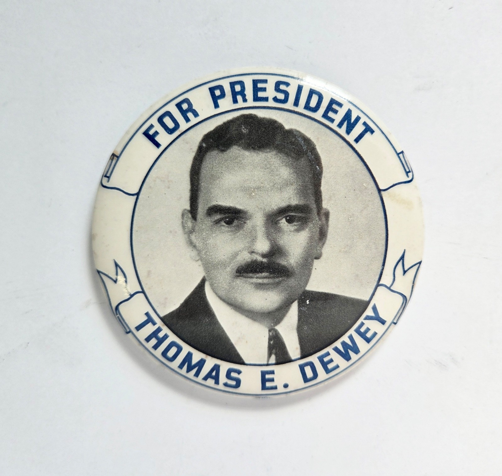 1944 Thomas E Dewey For President 3.5 Inch Portrait Pinback Button Large