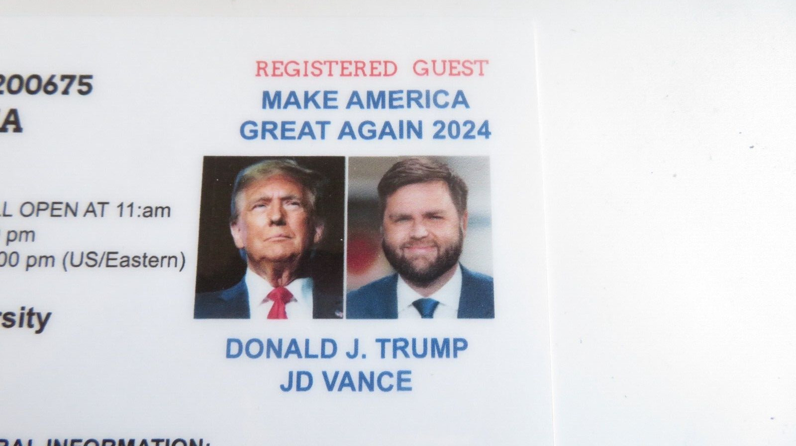 DONALD TRUMP RALLY TICKET, ATLANTA, GA. SAT AUGUST 03,2024 GEORGIA ST UNIVERSITY