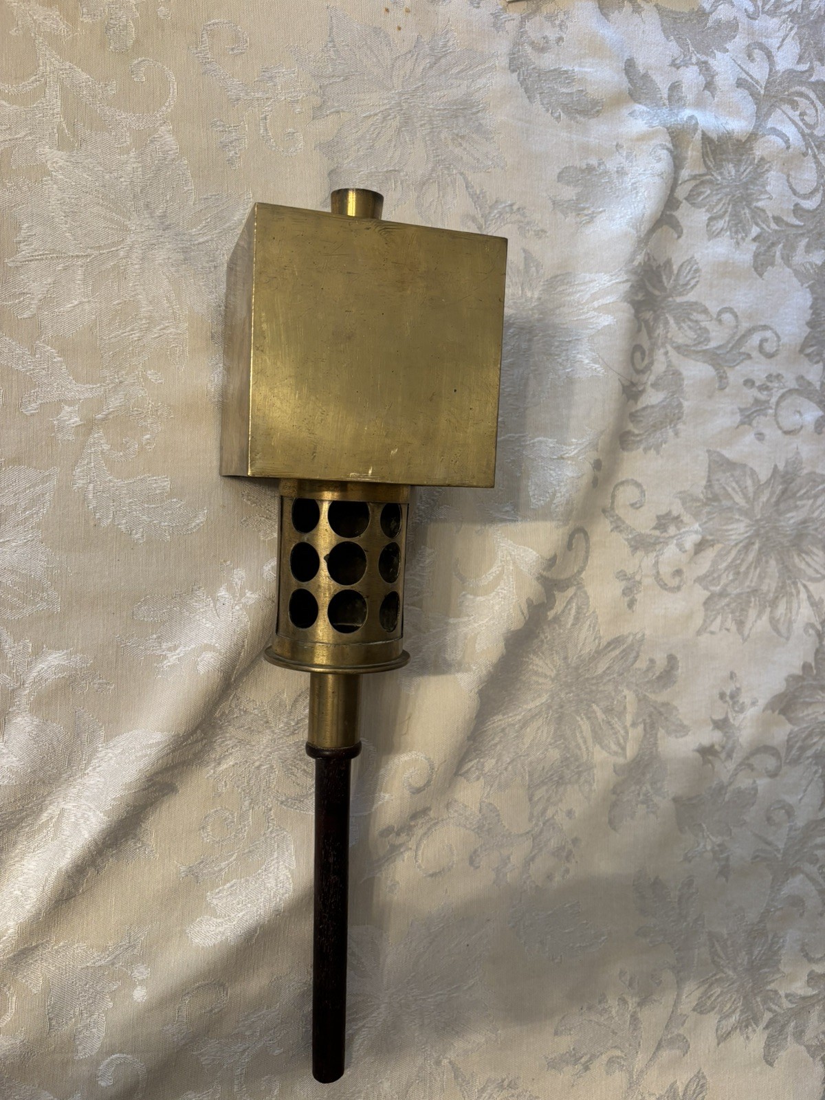 Antique Square Brass Political Campaign Parade Torch Mahogany Handle