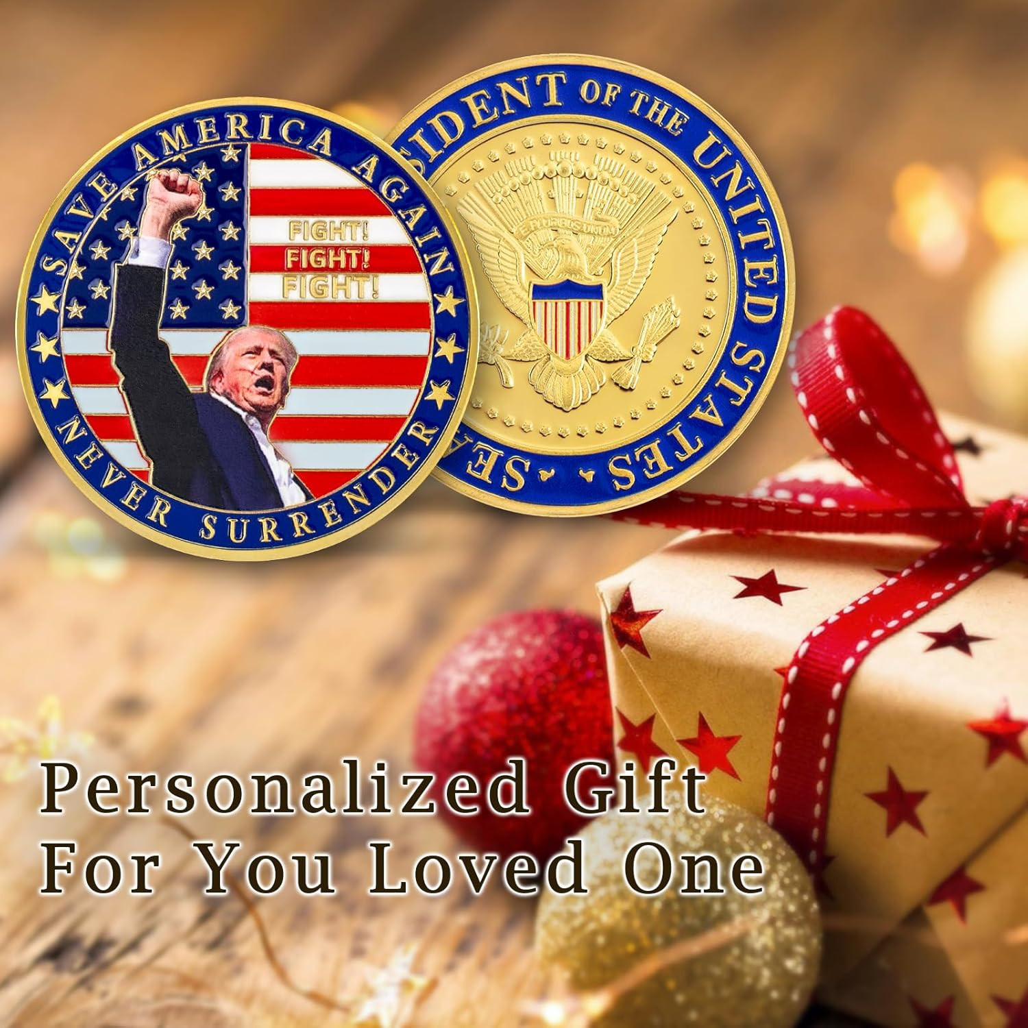 Donald Trump Challenge Coin, President Donald Trump Coin 2024 Collection, Never
