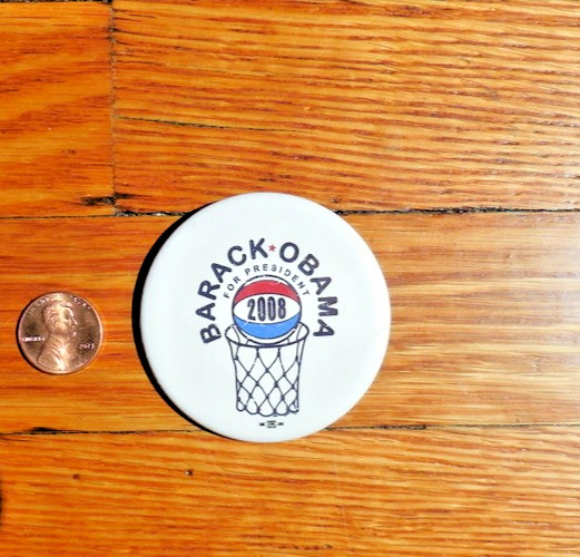 Rare Barack Obama Basketball Fans for Obama 2008 Campaign Pin Democratic Party