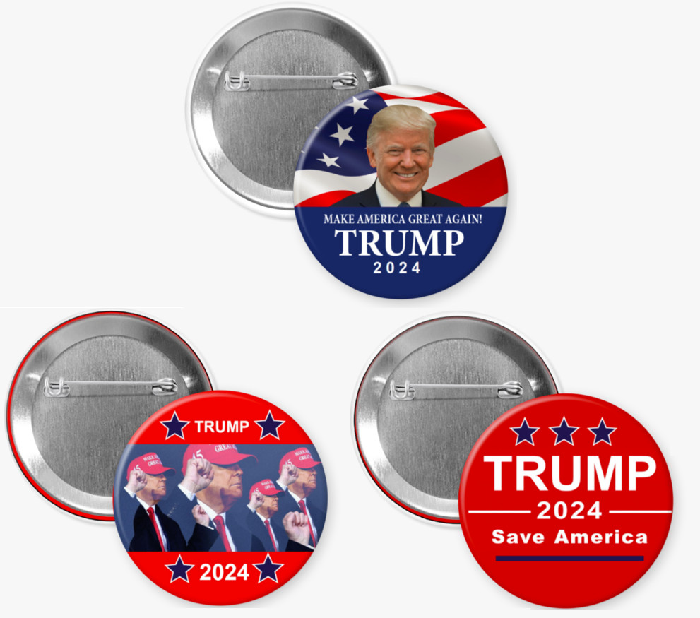 Donald Trump 2024 3-Pack Campaign Buttons (TRUMP-3PAK-001)