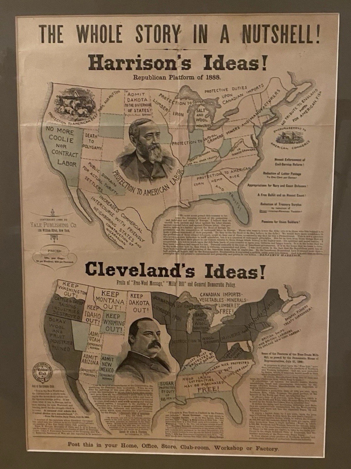 1888 Benjamin Harrison Vs Grover Cleveland Classic “Nutshell” Poster RARE!
