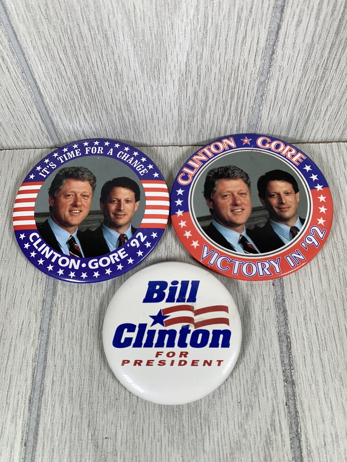 Bill Clinton Al Gore 1992 Presidential Campaign Pin Button Lot 3 Political