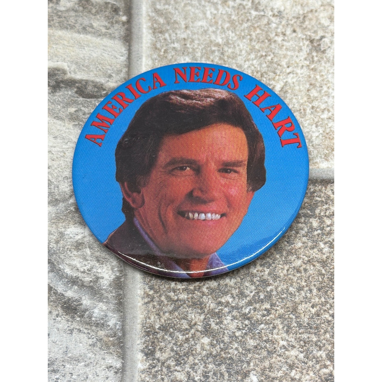 Gary Hart 1984 1988 Presidential Campaign Button America Needs Hart Blue Vintage