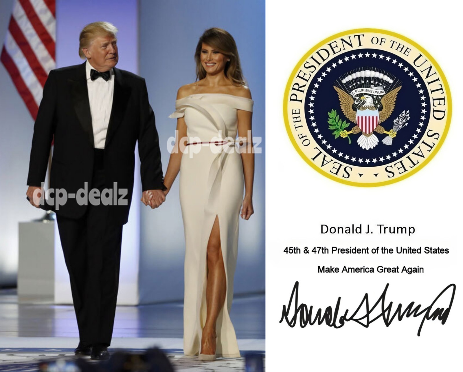 C543A PRESIDENT DONALD TRUMP & MELANIA TRUMP PRESIDENTIAL SEAL & AUTOGRAPH 8X10