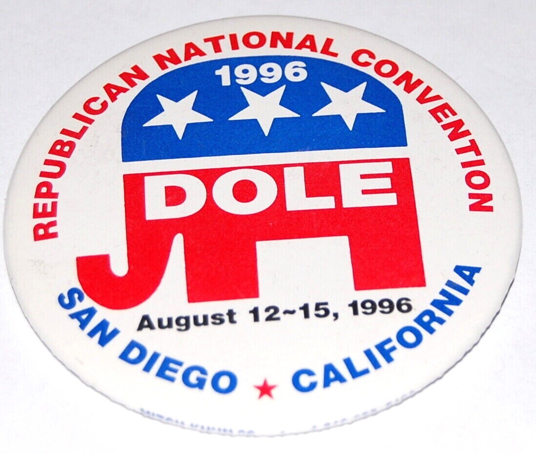 1996 BOB DOLE Republican National Convention RNC pin pinback button presidential
