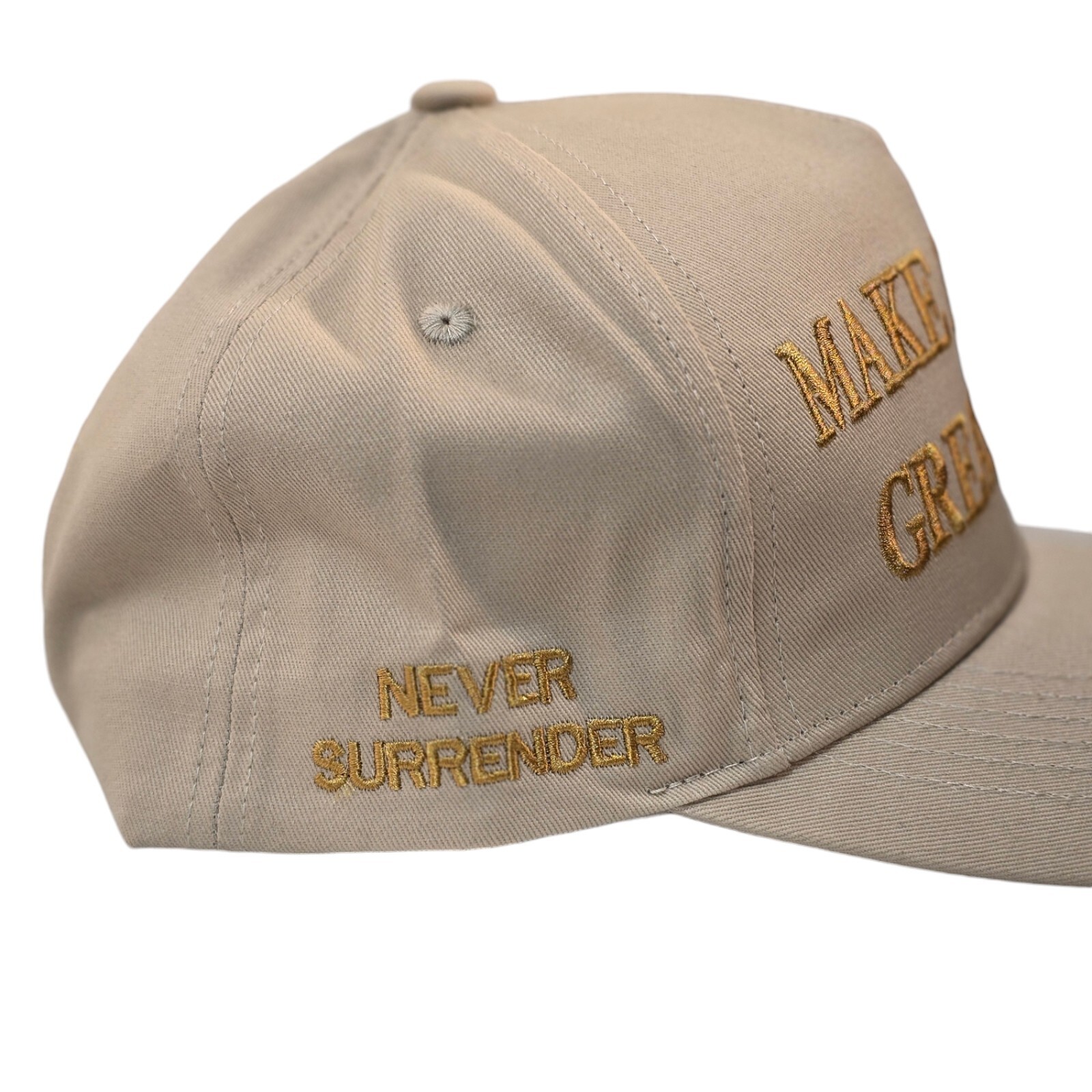 Donald Trump 45-47 Never Surrender Khaki MAGA Hat Cap Make America Great Again