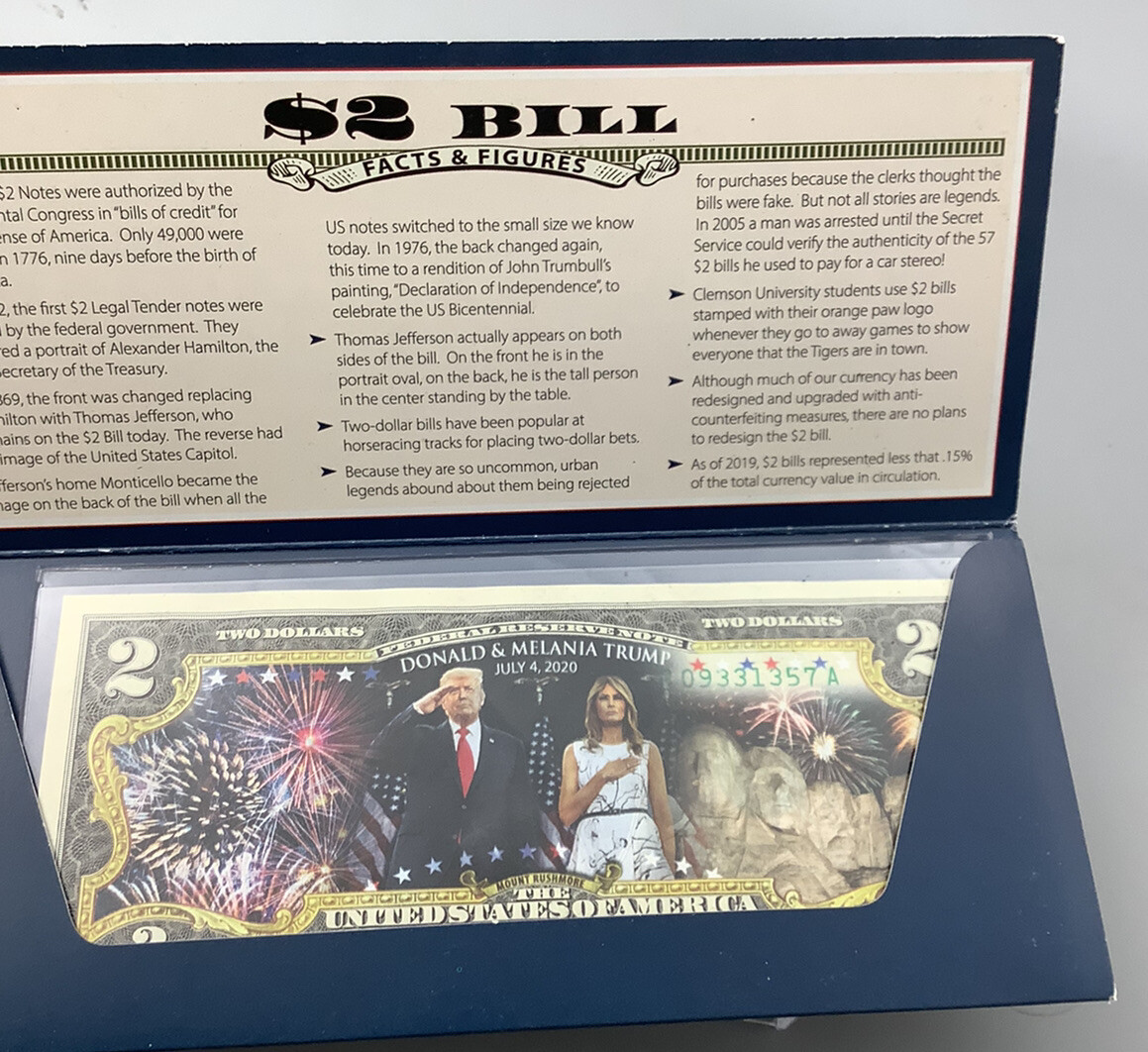 DONALD & MELANIA TRUMP $2 Authentic Commemorative BANK NOTE The US of America