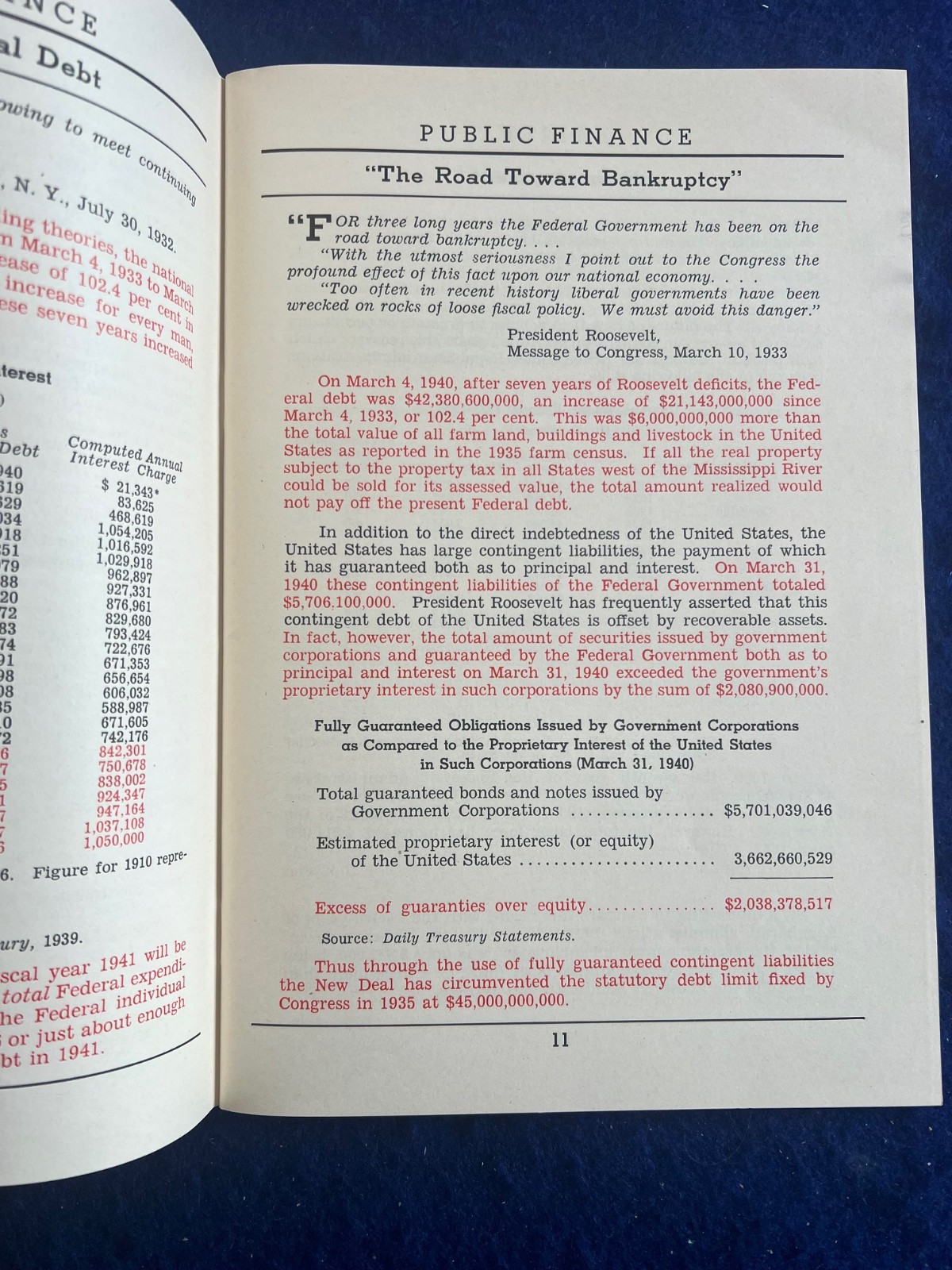 Original 1940 Anti FDR Roosevelt in Red Wendell Willkie Book Supreme Court