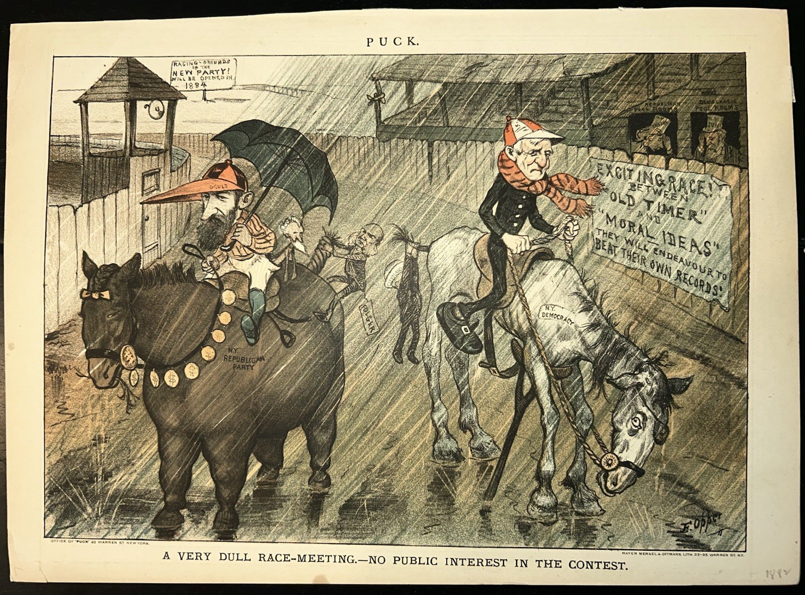 1882 Puck Mag Illus – Dull Race – No Interest In Samuel J TILDEN In 1884 v GOULD