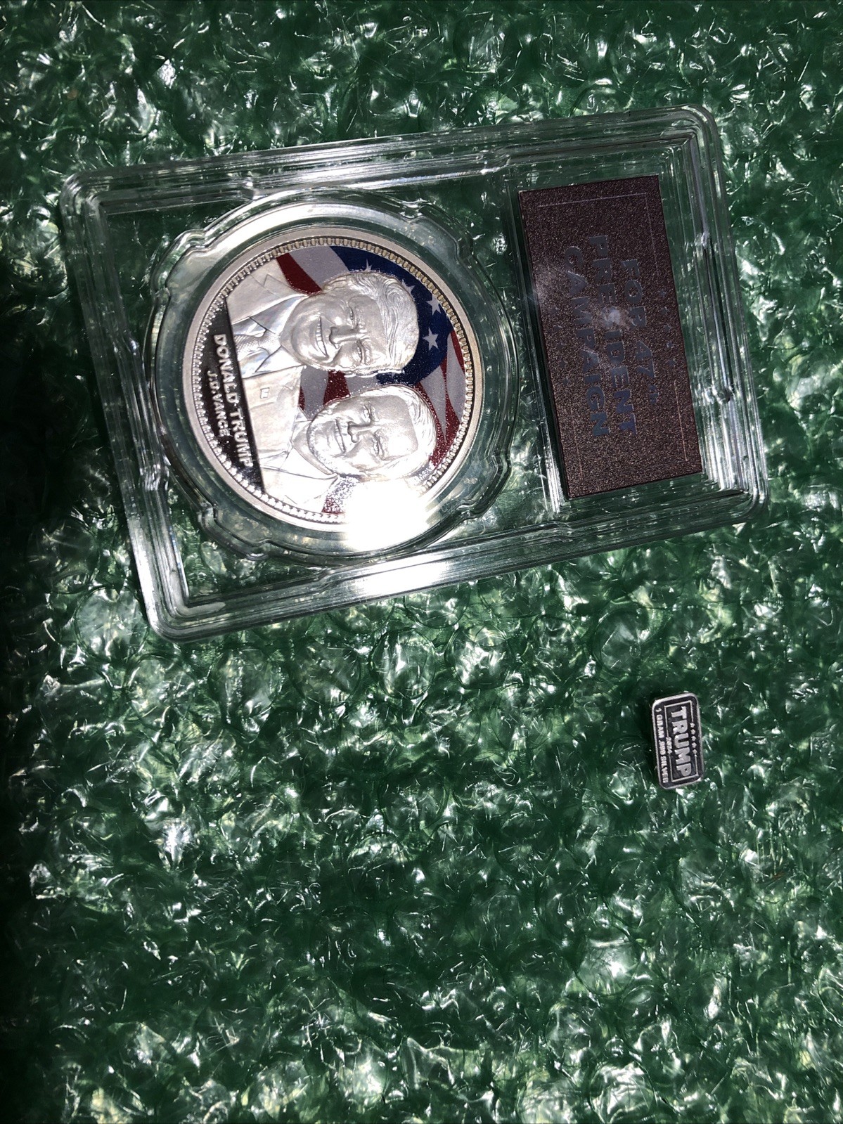 2024 Trump Vance Silver Plated Coin COMMEMORATIVE + 1G SILVER+ GOLD + COPPER