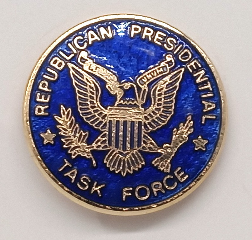 Republican Presidential Task Force Lapel Pin Blue Enamel Eagle Gold Tone Metal