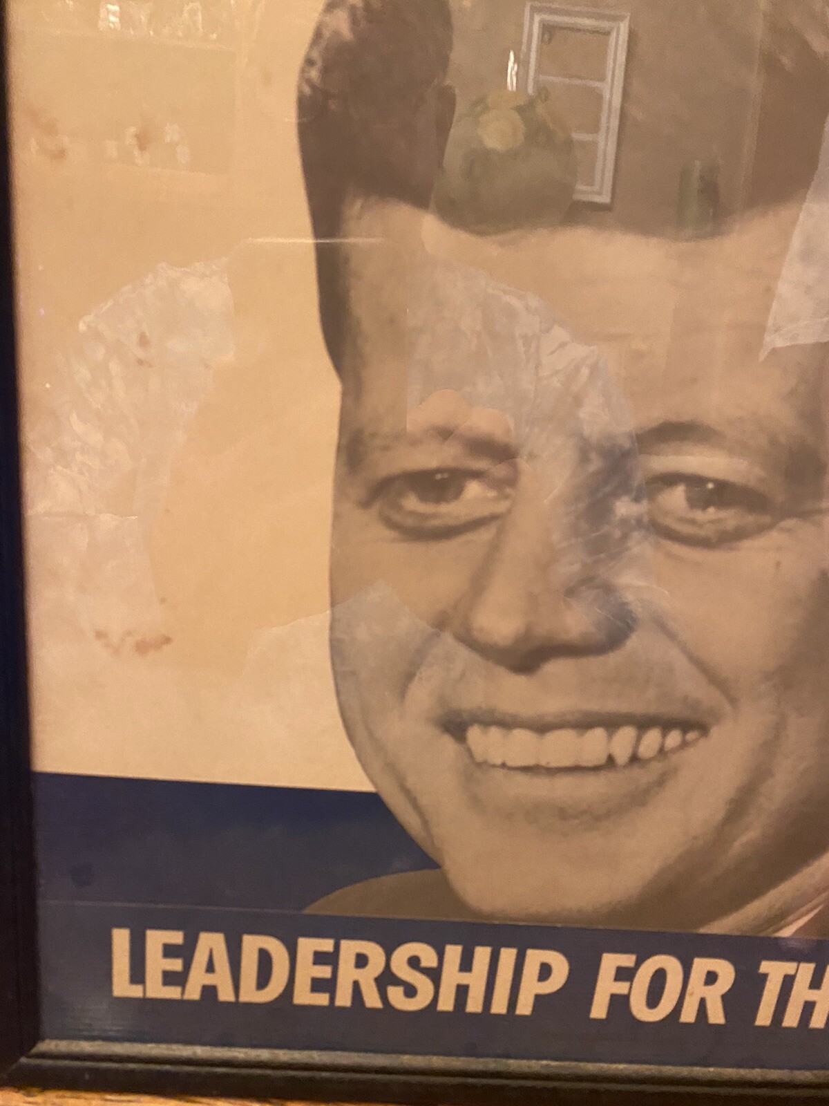 Original 1960 John F Kennedy Campaign Poster Framed Leadership For The 60’s