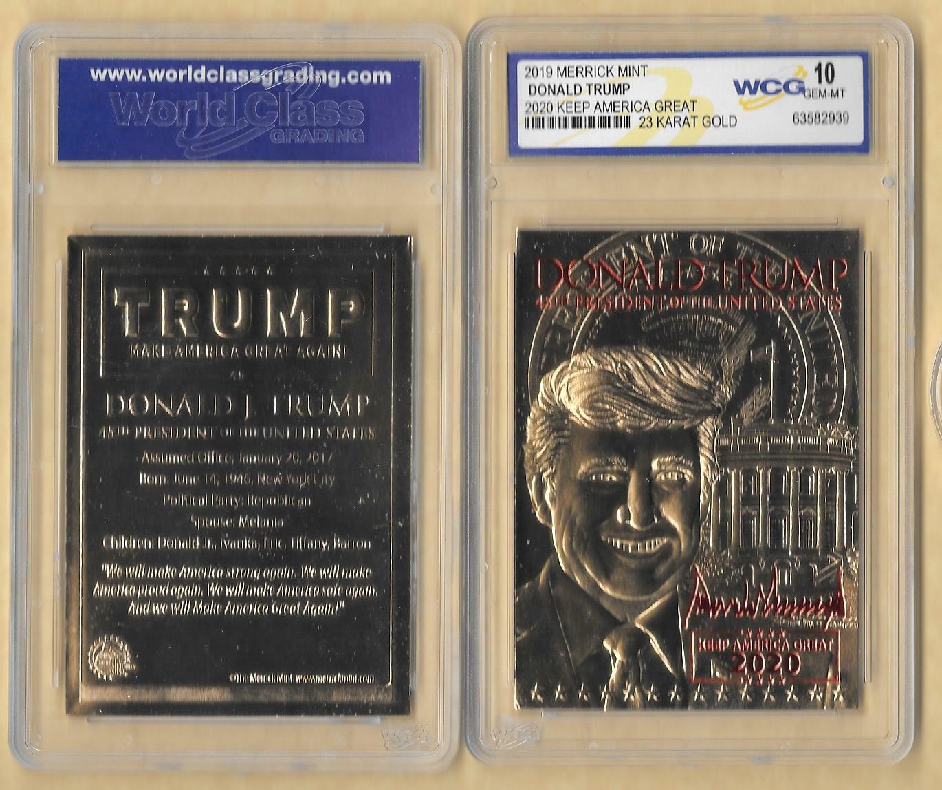 2019 DONALD TRUMP 45th President 23 Kt Gold Card GEM MT 2020 Keep Amer Great!